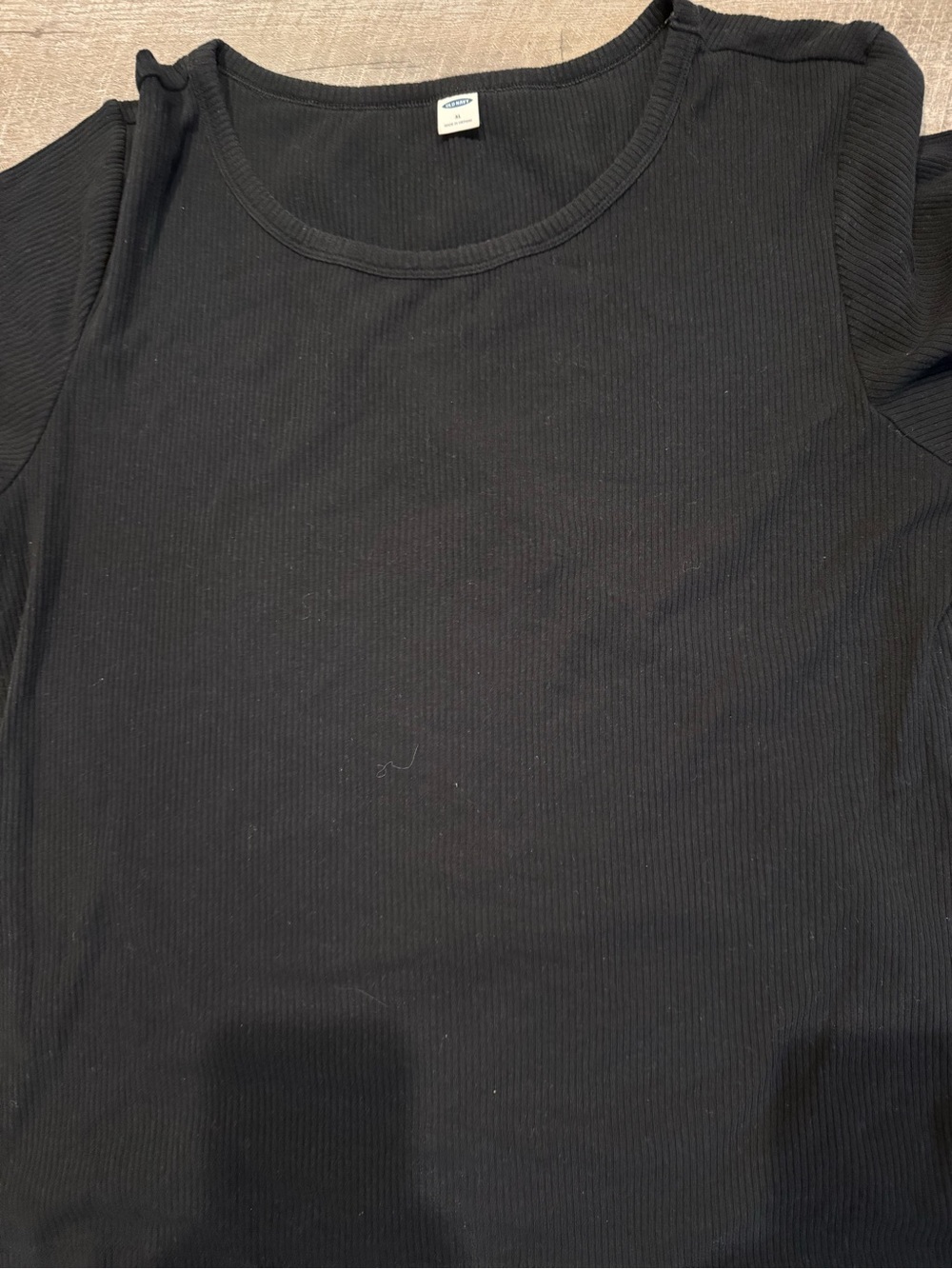 Old Navy Black Ribbed Short Sleeve Scoop Neck Tee. Size XL - Picture 2 of 4